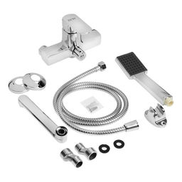 Смеситель для ванны ZEIN Z2245, короткий излив, картридж 35 мм, с душевым набором, хром