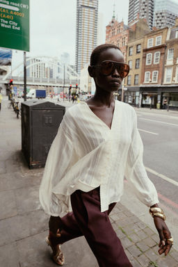 RUSTIC STRIPED BLOUSE - Zara фото 2