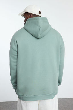 TRENDYOL MAN Indigo Buyuk Beden Kapusonlu Oversize Reflektor Bask?l? S?cak Tutan Sweatshirt TMNAW24AO00029 - Trendyolmilla фото 5