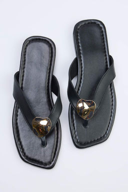 Siyah Gold Toka Detayl? Kad?n Parmak Aras? Terlik TAKSS26TE00025