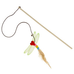 Дразнилка-удочка Стрекоза, деревянная палочка 40 см, микс цветов - Пижон фото 2
