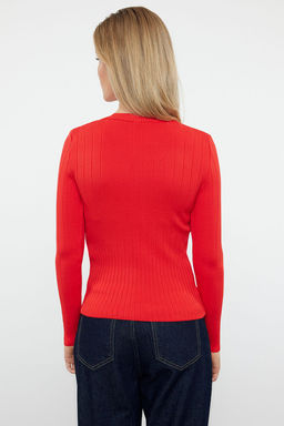 K?rm?z? Basic Bisiklet Yaka Triko Kazak TWOAW23KZ01249