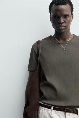 CAMISETA RIB B?SICA / Gris topo