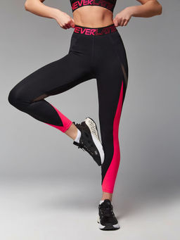 Леггинсы со вставками из сетки