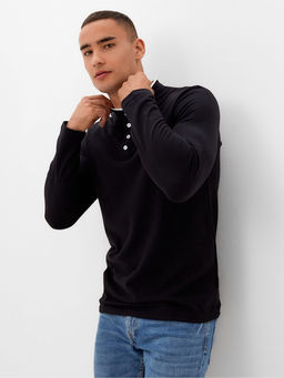 Лонгслив поло мужской MINAKU: Basic line MAN, чёрный, размер 50