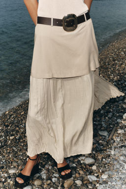 BELTED CONTRAST MIDI SKIRT - Zara фото 2