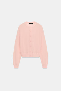 CHAQUETA PUNTO FINO / Rosa pastel