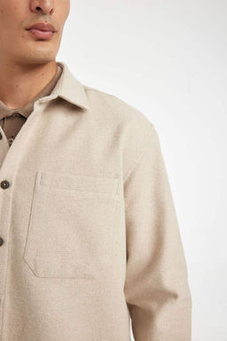 Рубашка стандартного кроя с воротником-поло и длинными рукавами - Defacto фото 5