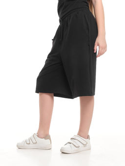 Шорты Багги Бермуды для девочки школьные 22-7696 черный - Mini maxi фото 3