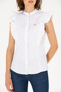 Женская белая рубашка с коротким рукавом - U.s. polo assn фото 6