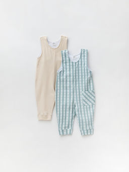 Полукомбинезон 2 шт. комплект, беж/клетка, 672