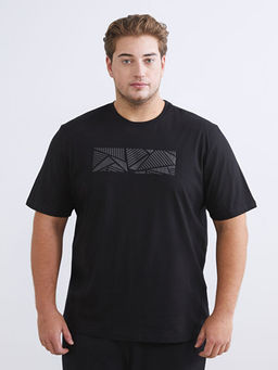 Bisiklet Yaka Bask?l? Penye Erkek Ti??rt