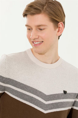 U. S. Polo Assn Мужской вязаный свитер кокосового цвета с круглым вырезом - U.s. polo assn фото 8