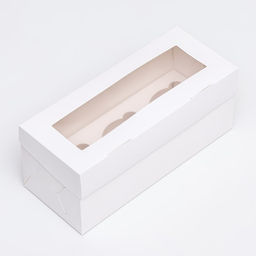 Цена за 2 шт. Коробка для 3 капкейка с окном, целлюлоза, 25×10×10 см