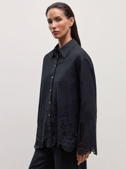 Хлопковая рубашка с вышивкой / Zarina  фото 7