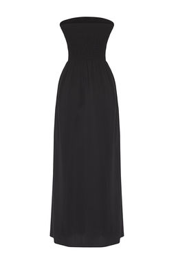 Trendyolmilla Cini Desenli Straplez Maxi Dokuma %100 Pamuk Plaj Elbisesi TBESS25EL00093  фото 6