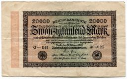 Банкнота 20000 марок 1923 года Германия