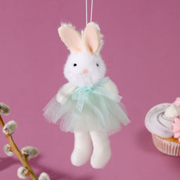 Мягкая игрушка на пасху «Зайка в платье» на подвесе, 16 см, МИКС