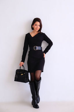 Платье чёрное с асимметричным вырезом - Martichelli фото 26