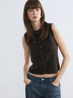 Bisiklet Yaka Kad?n Triko Yelek