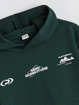 Kap??onlu Bask?l? Erkek ?ocuk Sweatshirt