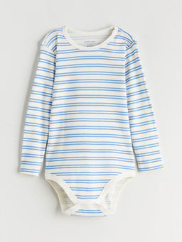 Bisiklet Yaka ?izgili Erkek Bebek ??t??tl? Body