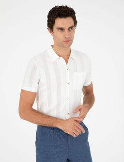 Кардиган узкого кроя цвета экрю из трикотажа - Cacharel фото 3