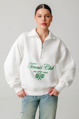 Арт. 1-5138 Свитшот женский полузамок 44-50 (4 шт) Цвет:молочный - Калинка фото 2