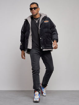 Плюшевая куртка мужская с капюшоном молодежная черного цвета 28117Ch - Mtforce фото 13