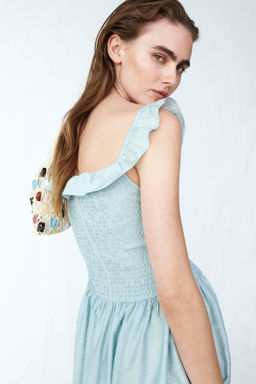 Vestido off-the-shoulder con cuerpo nido de abeja - H&m фото 3