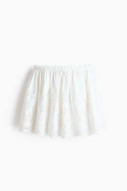 Falda en bordado ingl?s con cord?n de ajuste