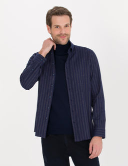 Lacivert Slim Fit Uzun Kollu G_mlek