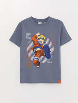 Bisiklet Yaka Naruto Bask?l? K?sa Kollu Erkek ?ocuk Ti??rt