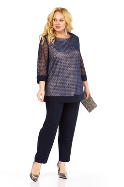 Блуза Элль стиль 2435/1а темно-синий  фото 4