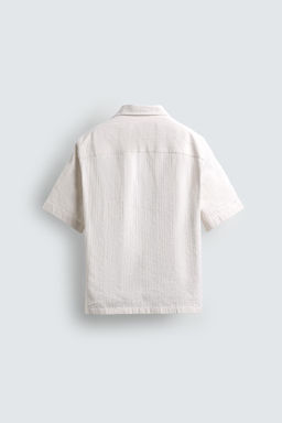 CAMISA RELAXED FIT JACQUARD RAYAS / crudo-blanco - Zara фото 9