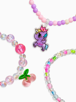 Браслеты детские «Выбражулька. Единорог, вишня и бусинки», набор 3 шт. цветной