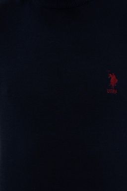 Мужской трикотажный свитер темно-синего цвета с высоким воротником Basic - U.s. polo assn фото 6