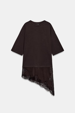 CAMISETA COMBINADA ENCAJE / Chocolate - Zara фото 7