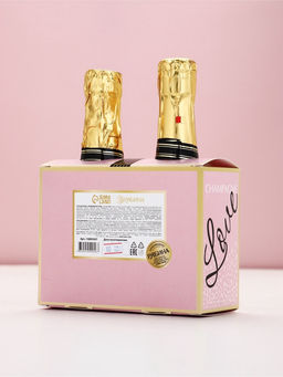 Подарочный набор Love Champagne, гель для душа и соль для ванны во флаконах шампанское, Чистое Счастье