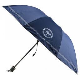 Зонт механический Роза ветров ткань эпонж (полиэстер) + черное УФ-покрытие, 10 лучей, д/купола 108см h68см, 3 сложения, 28см в сложенном виде, механизм против ветра, ручка с покрытием soft-touch, цвет синий, 370гр (Китай) - Домашняя мода фото 2