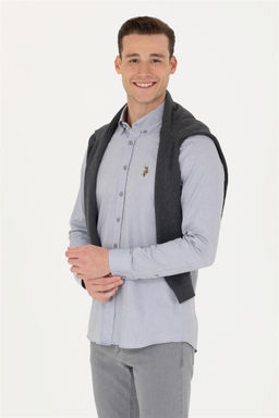 U. S. Polo Assn Мужская серая базовая рубашка с длинным рукавом