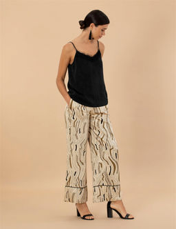 Krem Desenli Saten Pantolon - Pierre cardin фото 3