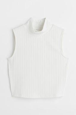 Ribbed stand-up collar top