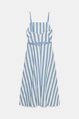 VESTIDO MIDI RAYAS ZW COLLECTION / Azul / Blanco - Zara фото 6