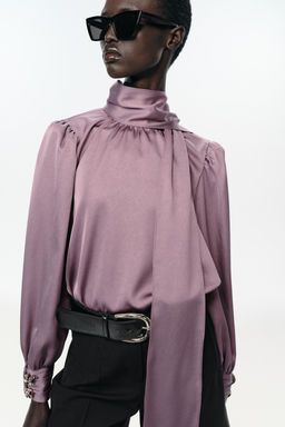 SATIN SHIRT WITH BOW - Zara фото 3
