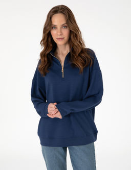Lacivert Regular Fit Modal Kuma_ Sweatshirt