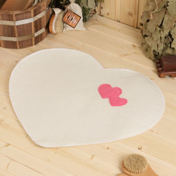 Коврик для бани Сердечко белый