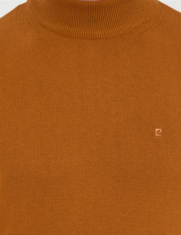 Kahverengi Slim Fit Yar_m Bal_k__ Yaka Basic Triko Kazak