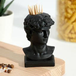 Подставка для зубочисток Давид, черная, 5х5х9 см