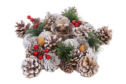 Новогоднее украшение подсвечник 28*28*7 см Зимняя вишня на 1 свечу, звезда - Elan gallery фото 4